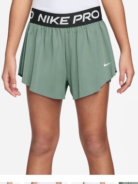 Nike girls Sage Green Athletic Layered Shorts